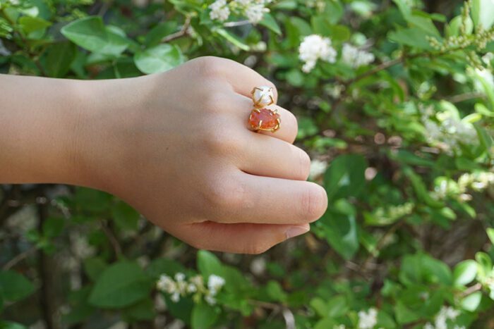 Anillo de Carnelian y Perla