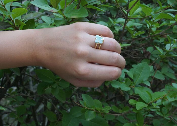 Anillo piedra natural Calcita verde claro