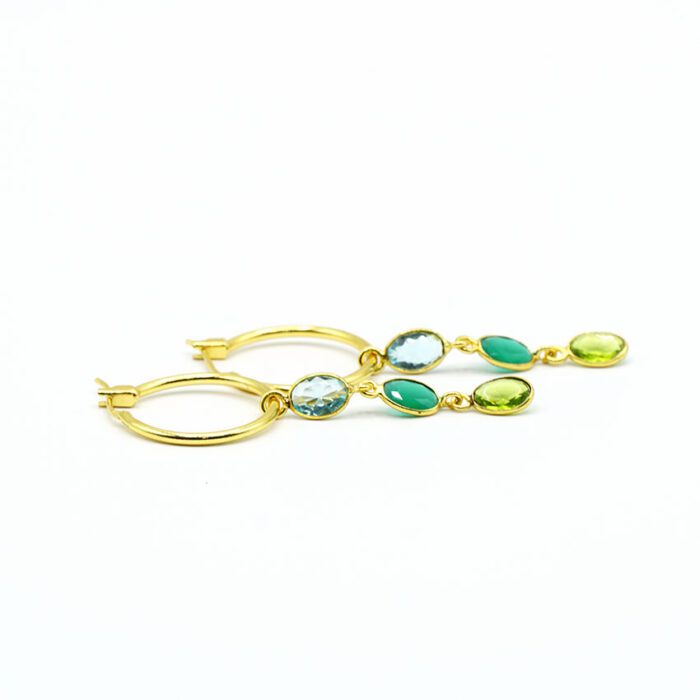 Pendientes de Aro con Cristal verde