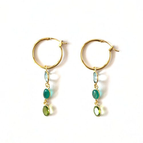 Pendientes de Aro con Cristal verde