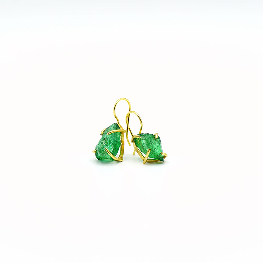 Pendientes de Cristal verde colgante