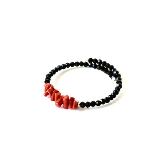 Pulsera adaptable – Coral y onix negro